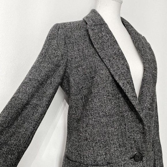 BY MALENE BIRGER STELLAR GREY WOOL BLEND SINGLE BREASTED MID-LENGHT BLAZER - Picture 5 of 12